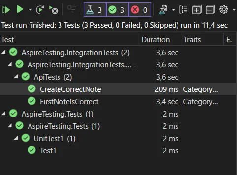 Пройденные тесты в Visual Studio